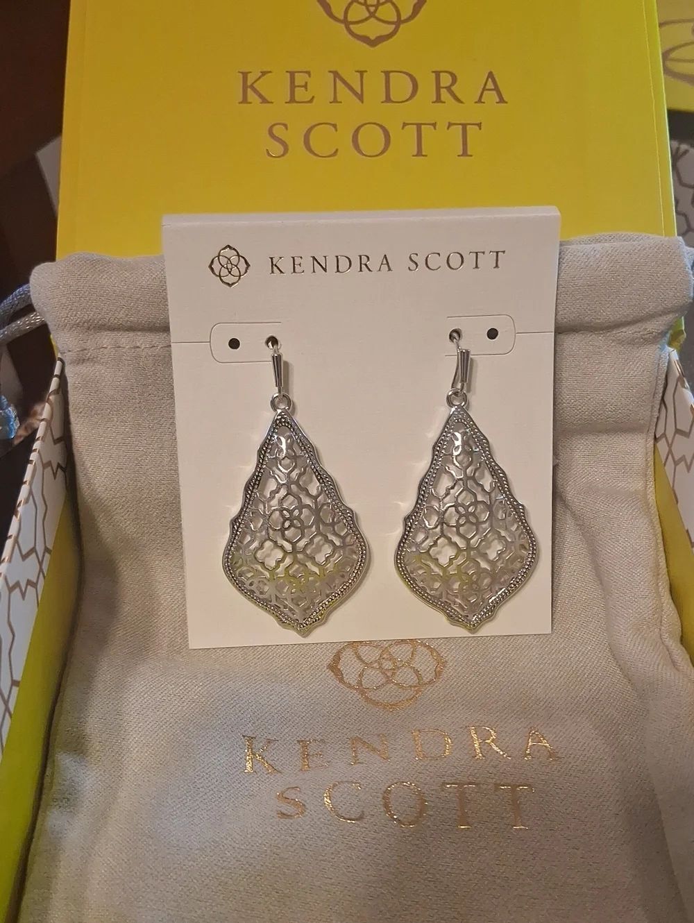 Kendra Scott Addie Earrings Rhodium Silver New With Original Packaging